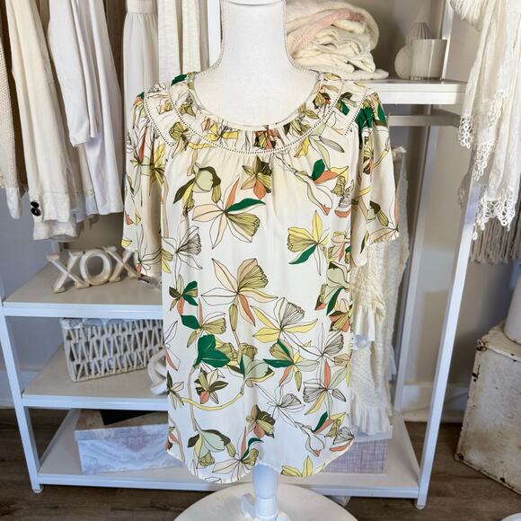 Liz Claiborne  size XL floral botanical pop over top classic Office career #3822 - Picture 1 of 7